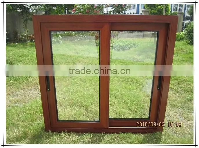 High quality wood color PVC matal aliding window factory in Foshan
