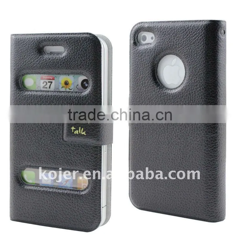 PU Mobile Phone Case for iPhone 4/4S, Notebook-shaped Design