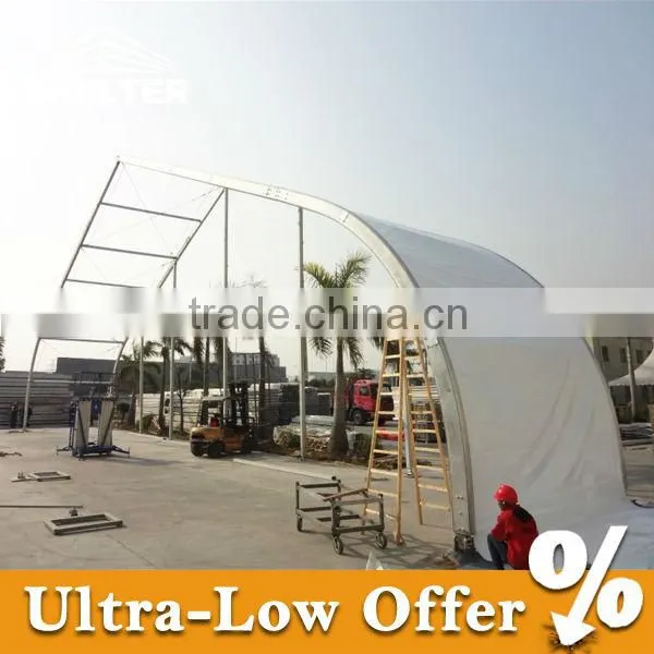 curved beam tent structure for outdoor film festivals