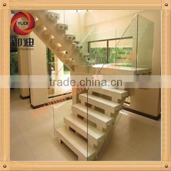 curve stainless steel with wood staircase for indoor decoration