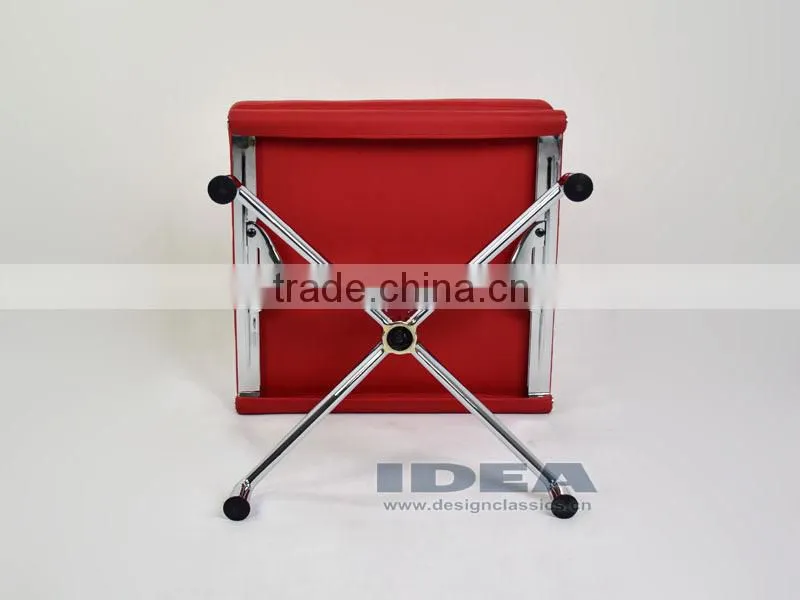 Replica Charles Management Soft Pad Lounge Chair Footstool- Red Genuine Leather