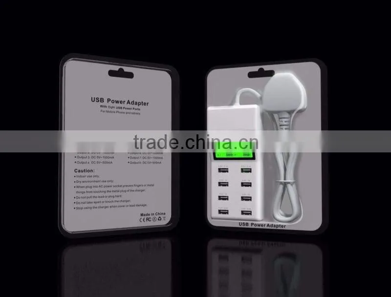 High Quality 8 Port USB Power Adapter Charger with LCD Display