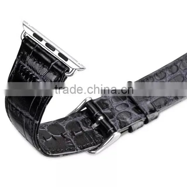 Hot Sale crocodile grain real leather watch band for Apple watch