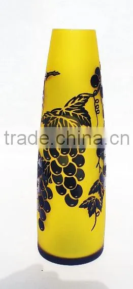 2014 Special 3D-Carved Long-Stem Stained Flower Glass Vase