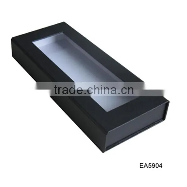 Factory directly wholesale paper box with window, hot sale black paper box