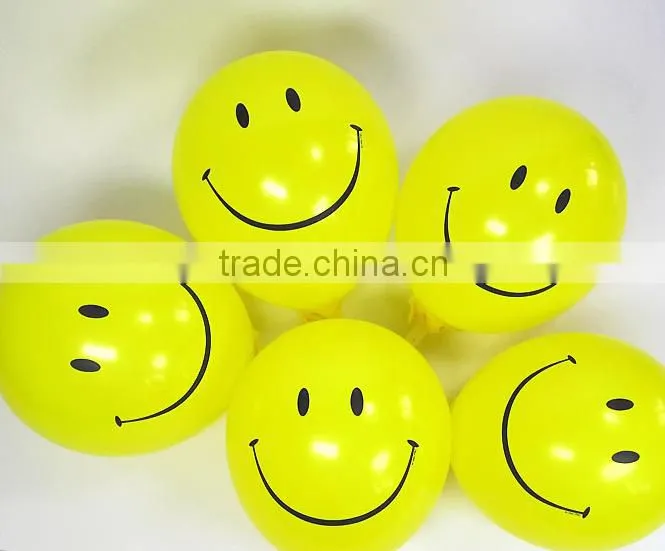 wholesale 12inch yellow smile face balloon latex balloon for party decoration
