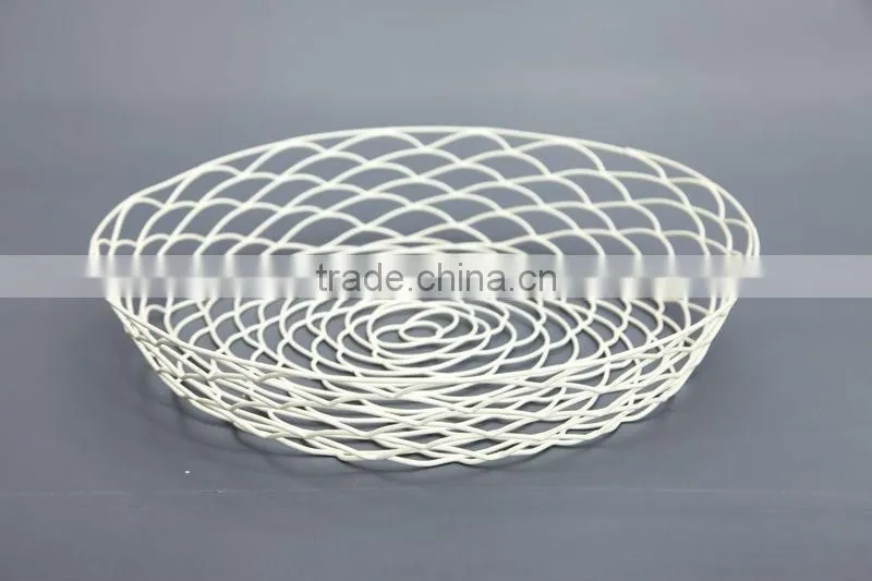 Morden design wholesale white latest metal fruit basket with net cover