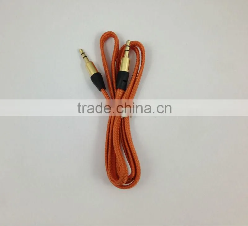colored fabric braided 3.5mm flat auxiliary cable