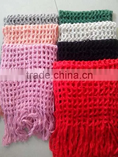 Stock Item women long colorful crochet knitted scarf with fringes