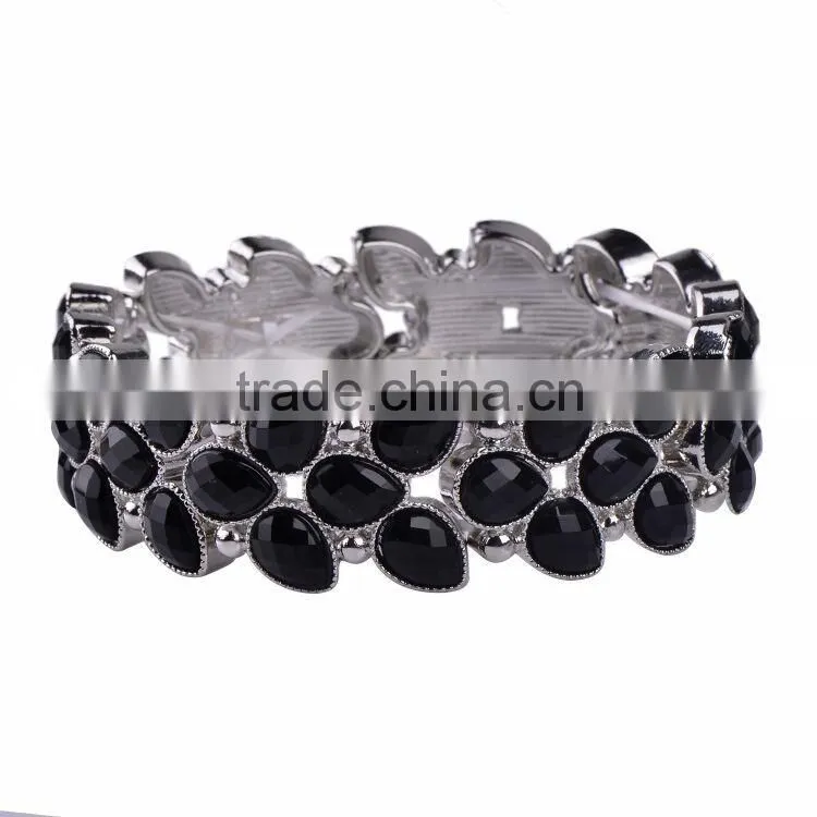 Free sample 2016 new design silver tone acrylic stones women bangle bracelet