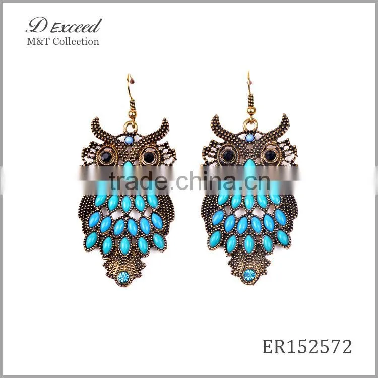 2016 Fashion Designs Women's Vintage Jewellery Earrings Bohemian Style Owl Gold/Silver Plating Drop Earrings