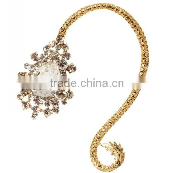 cheap ear cuff white diamond jewelry snake style ear clip