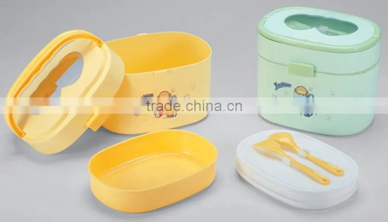 The handle set plastic lunch box for kids