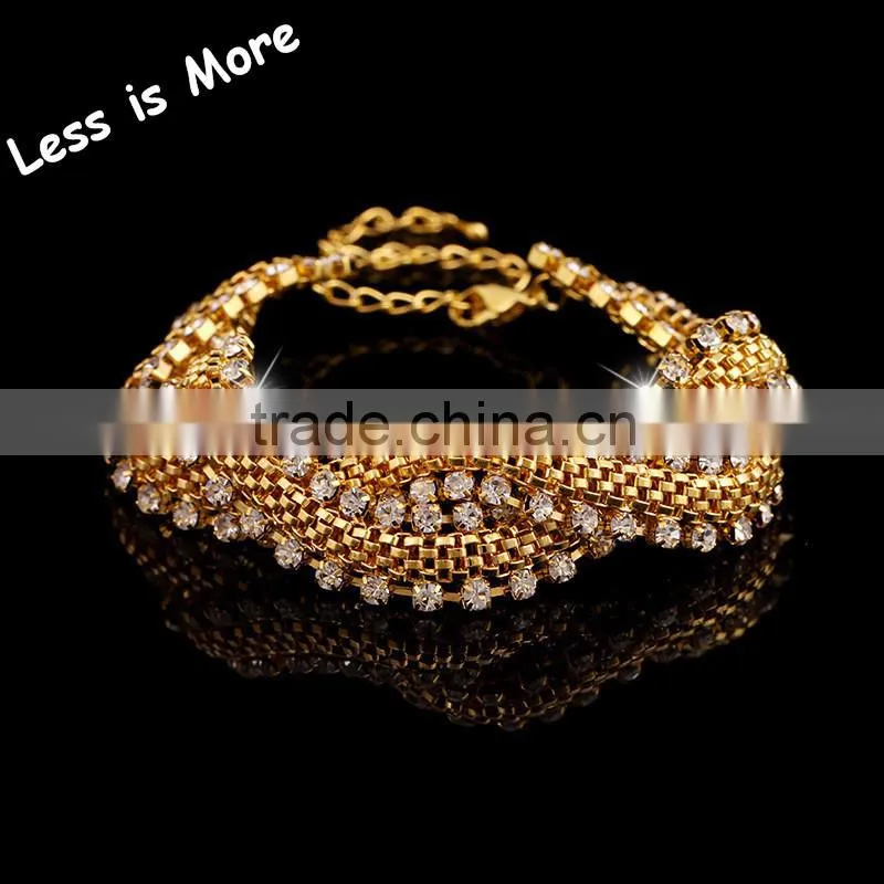 Various designs style fashion chain bracelet with gemstones bracelet
