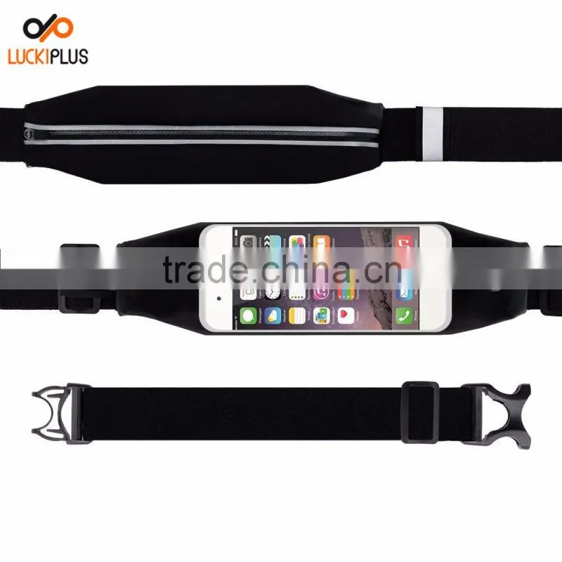 Luckiplus Running Belt Waist Pack,Sweatproof Reflective Belt Waist Bag for iPhone 6S/PLUS Transparent Touch Screen Window Green