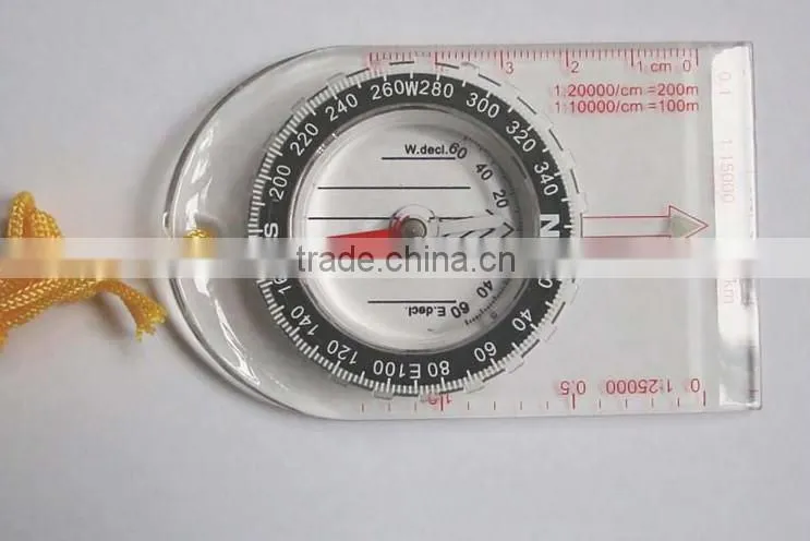 Outdoor sports gift plastic compass for kids hiking and camping with rope