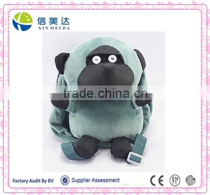 Plush animal shape monkey backpack bag