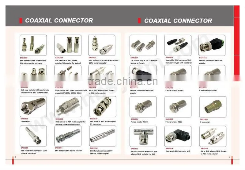 BNC plug male to RCA jack female adapter, AV to BNC camera video adapter