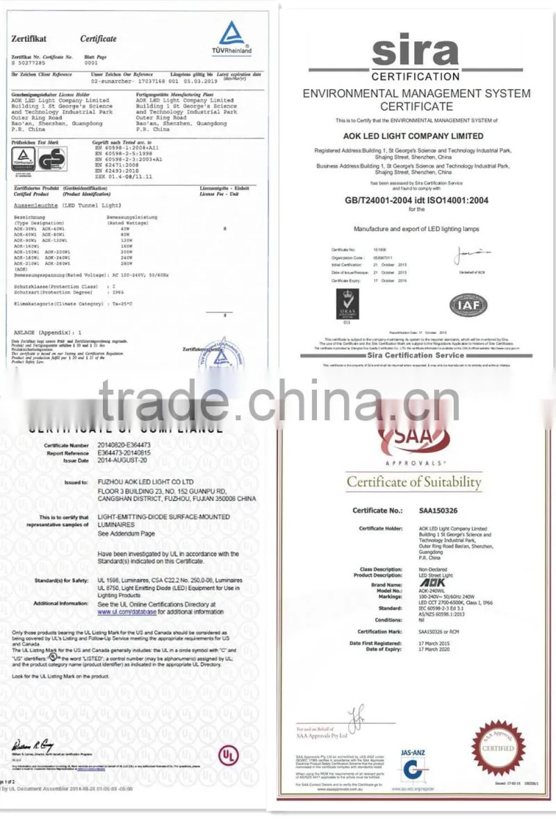 UL cUL DLC TUV SAA CB CE Listed Aluminium Body 130lm/w AOK 200W 150W Industrial LED Highbay Light