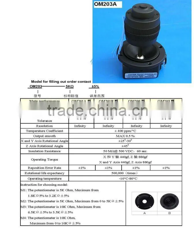 OM203A aluminium joystick for controller