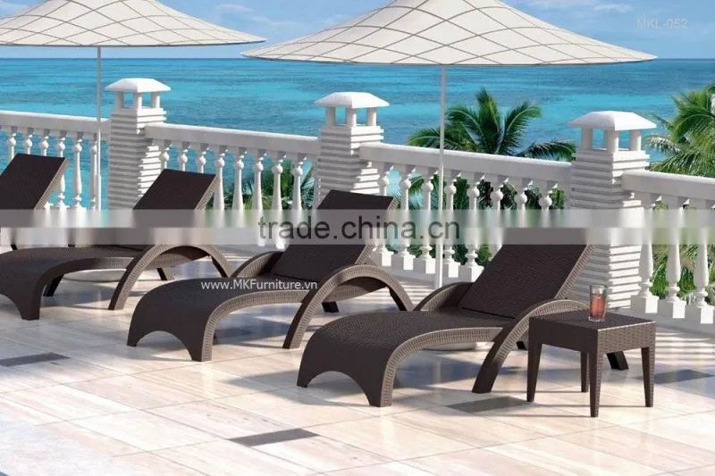 Resin wicker sun lounger - Beach chair - PVC Rattan Sunbed 1.2 Alu frame, power coating hand woven wicker furniture