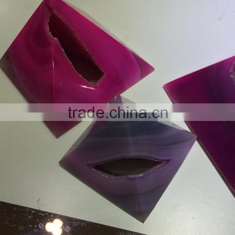 New Natural Rock Agate Crystal Geodes Pyramid For Home Decor