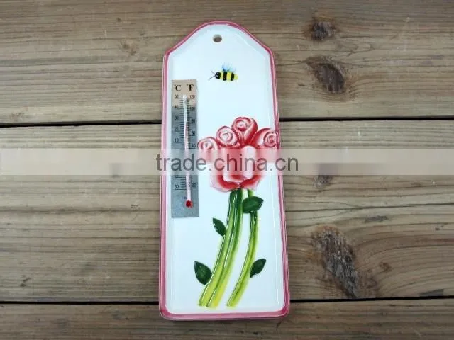 Decorative Ceramic Hand-paint Indoor/Outdoor Thermometer