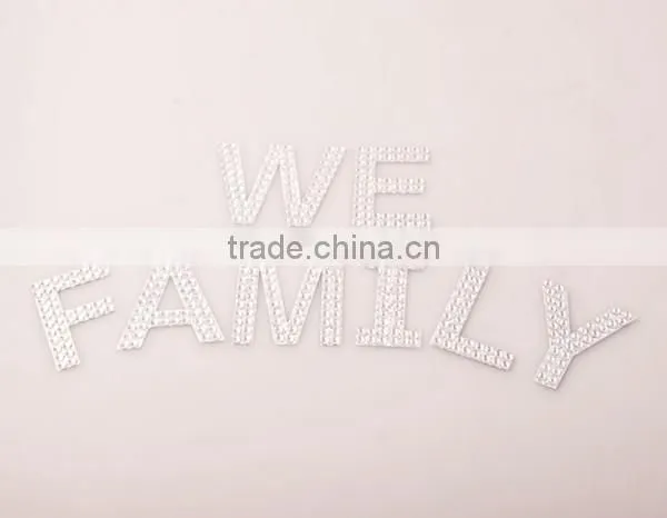 Custom high quality bling letter rhinestone sticker sheets 3d acrylic self-adhesive sticker glitter letter diamond sticker
