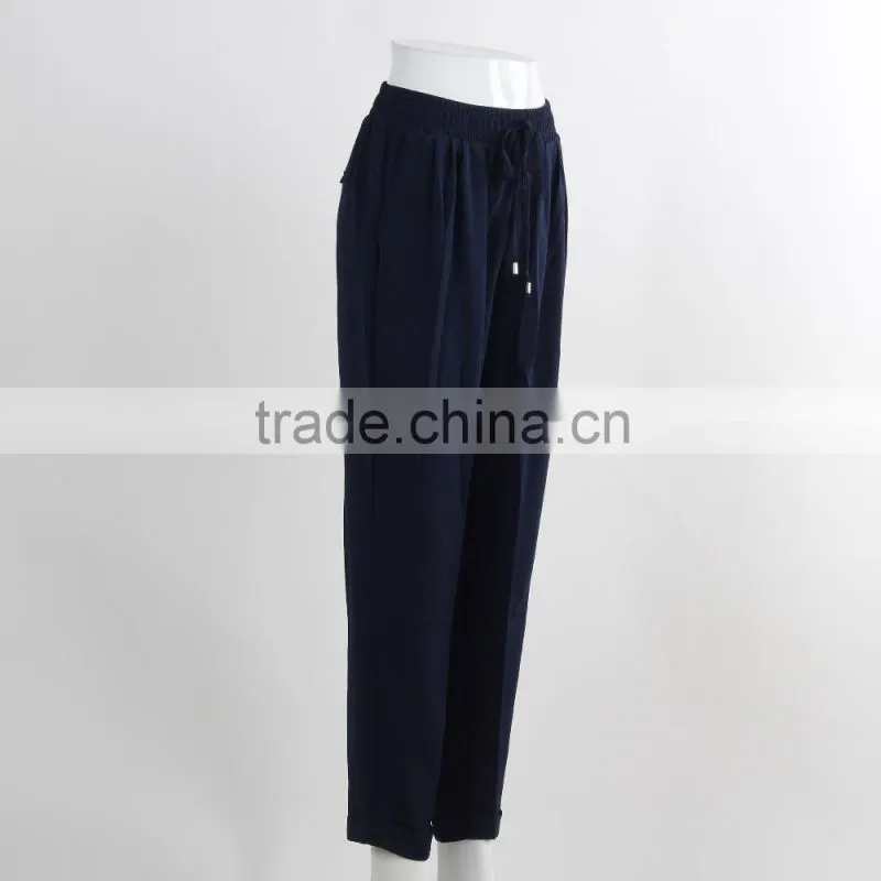 F5S30043 Casual Dark Blue Women Slacks