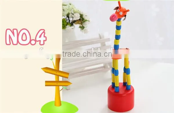 Pop-up giraffe wooden puppet Push finger toy