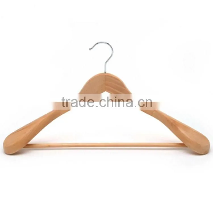High quality wooden hanger with notches with metal chrome plate clip