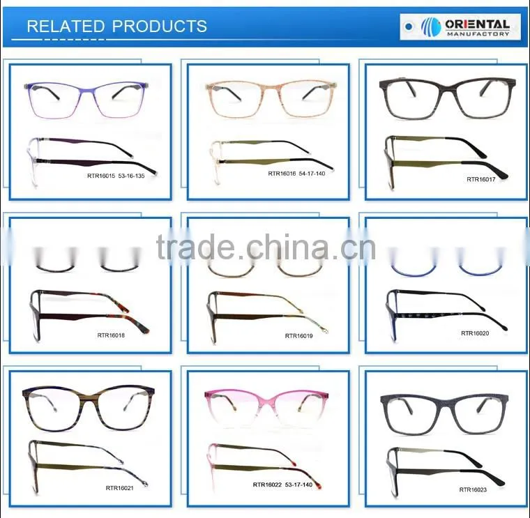 2016 Fashionable TR90 Frame Rounded Shape with Metal Temples b Memory Glasses
