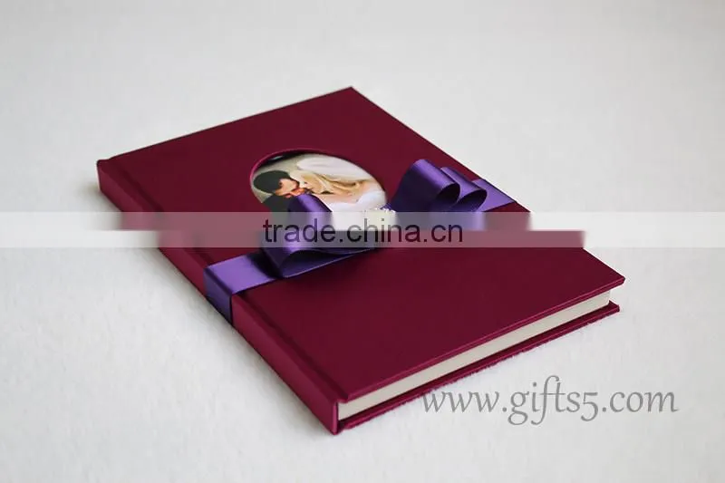 Luxury Silk Covor Wedding Guest Book with ribbon