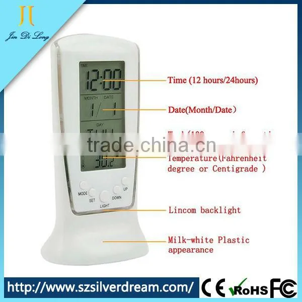 made in china Metal Alarm calender desktop led Clock