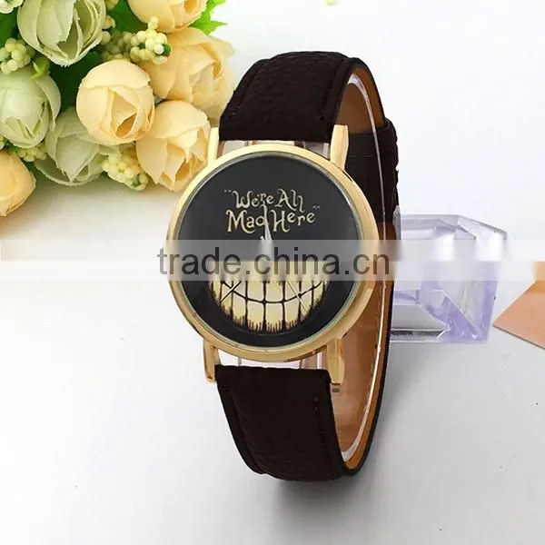 Fashion " we're all mad here" Leather Watch Design
