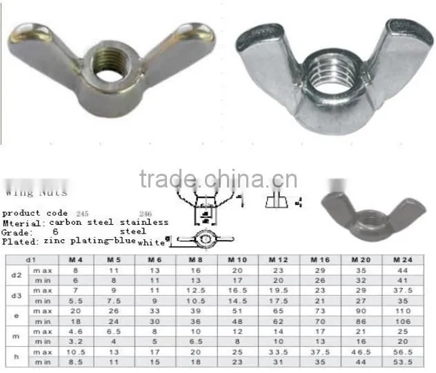 DIN315 wing nut with CR3 zinc plated