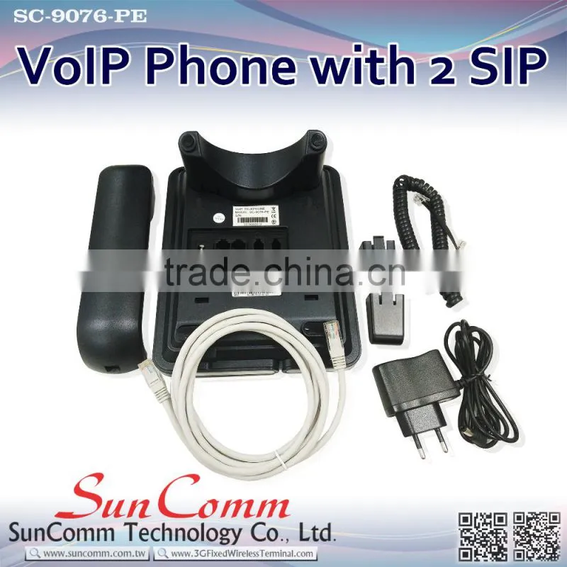 SC-9076-PE Promotion IP Phone with PoE with 2 SIP, LED for call and message waiting indication