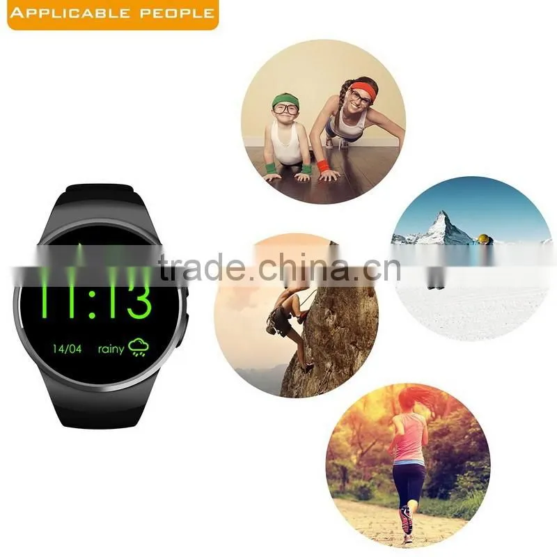 2016 New Product KW18 Smart Watch Android IOS Bluetooth MTK2502C SIM Round Heart Rate Monitor Watch Clock