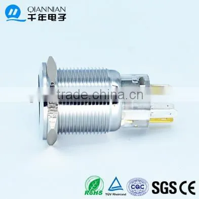 QN19-S1 19mm Ring Type Momentary|Latching Flat Head Pin terminal Waterproof metal push button switch