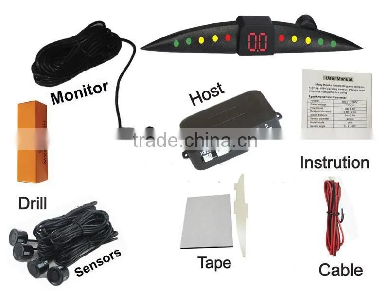 Factory Direct Price Reverse LED Parking System Wireless Display Reverse Parking Sensor Kit Reverse Backup Sensor