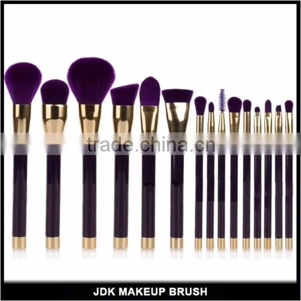 Low MOQ hottest selling unique design 15pcs cosmetic makeup brush set with colorful hair