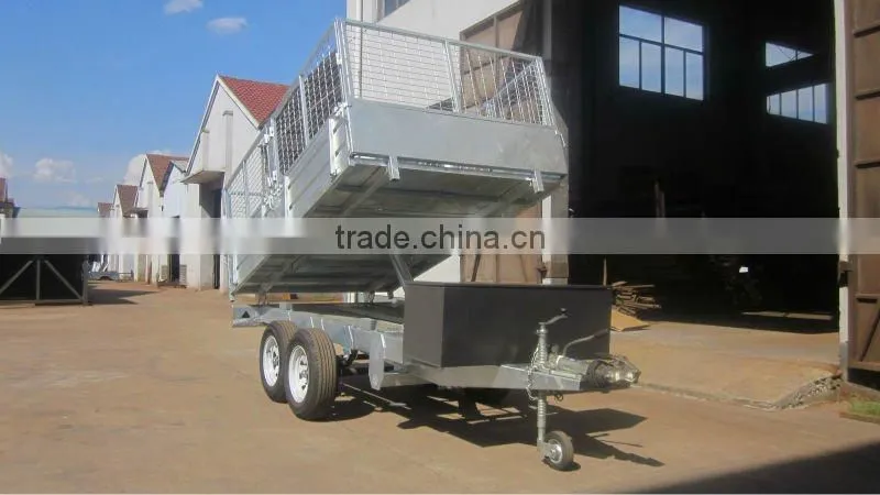 10x6ft Hot Dipped Galvanized Heavy Duty Hydraulic Tipping Tandem Trailer With Steel Cage