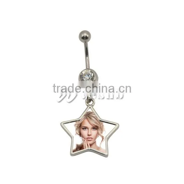 Wholesale Cheap Unique Cool Star Shape Sublimation Hypoallergenic Pregnancy Surgical Nickel Free Steel Belly Button Rings
