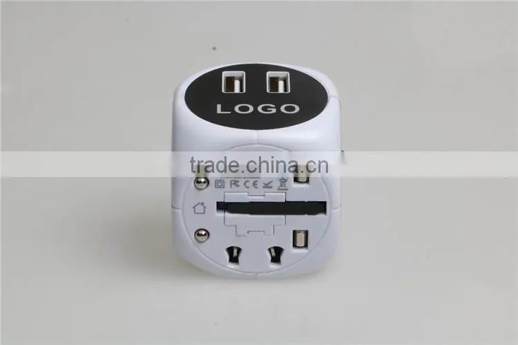 Newest Travel Adapter Universal Plug to American Power Adapter With double USB port 250V 2500Ma Universal Travel