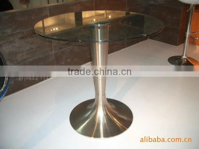 tempered glass top brushed aluminum base cocktail table bar table LQ- GT32