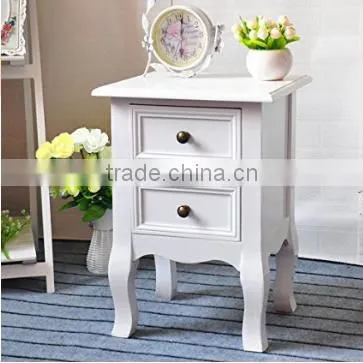 Set of Two Small Traditional Style Bedside Table in White