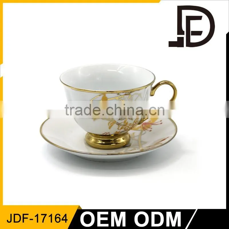 Europe Glorious Gold Blue Gold Porcelain Tea Cup and Saucer / Modern Tea Cups