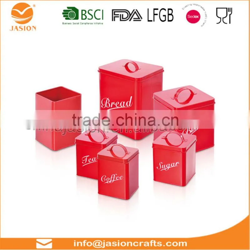 SET1624 Sugar Canister Tea Can Coffee Jar Powder Coated Iron Bread Bin
