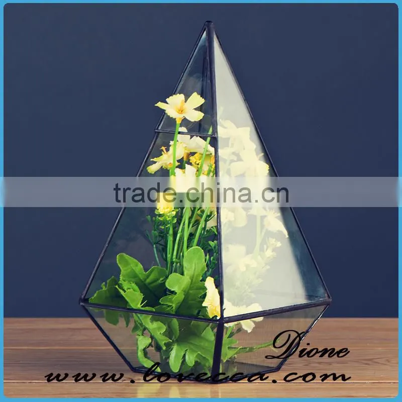 Indoor Plant Greenhouse Rose Gold Frame Hanging Glass Geometric Terrarium