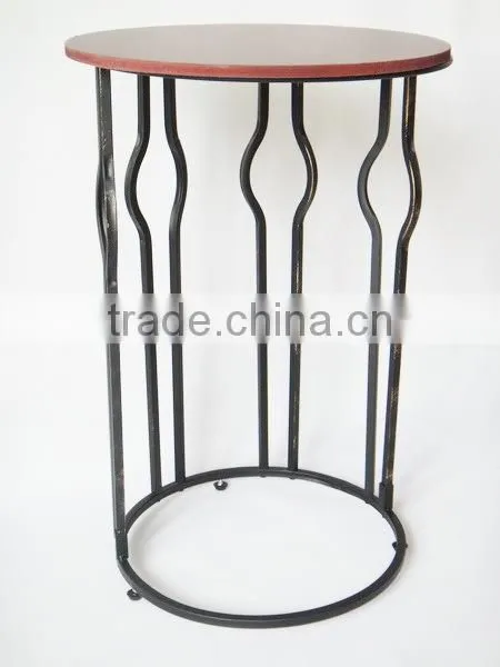 RH-4735 Gramercy Metal sofa side table wood top round table